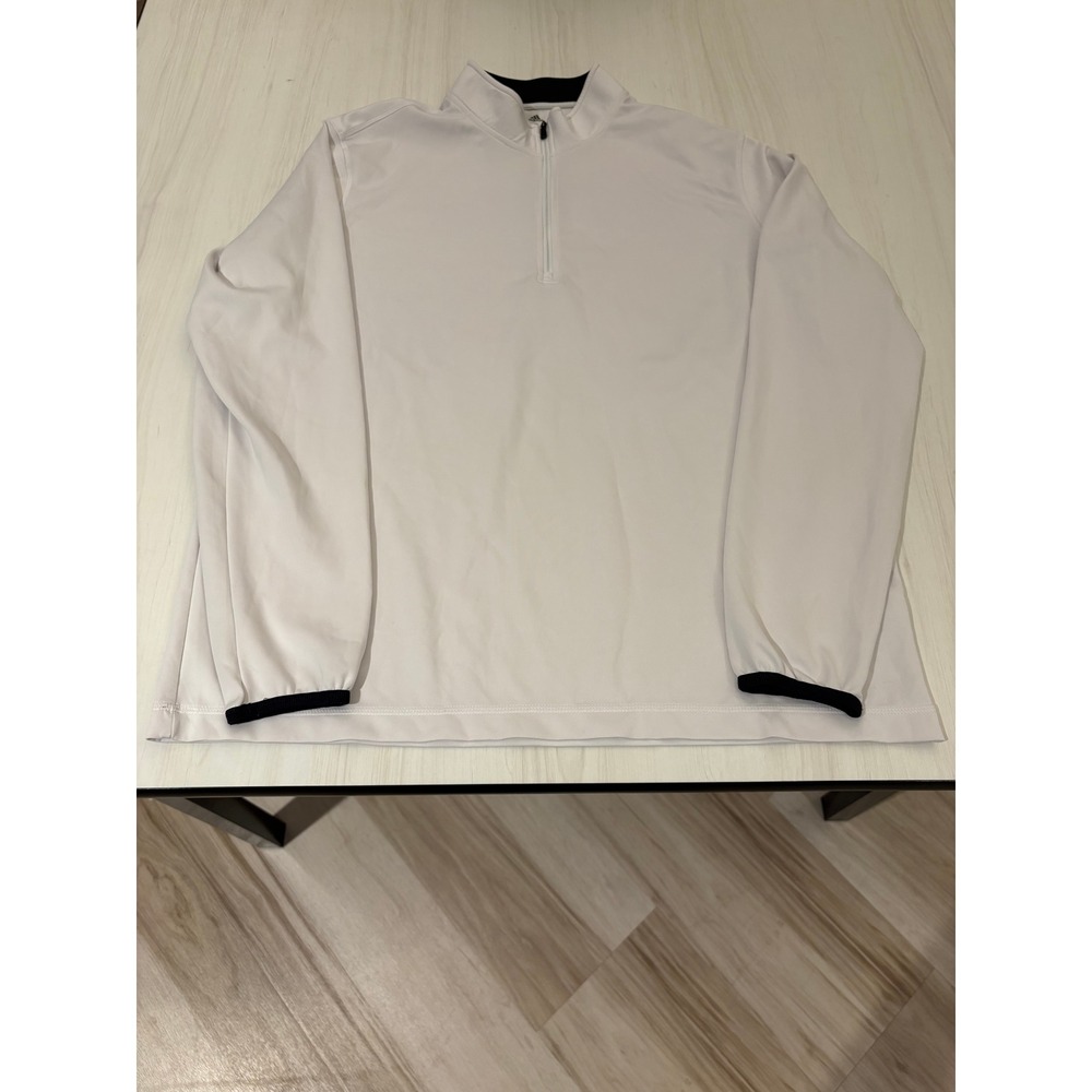 Adidas Men's XL White Black 3-Stripes Quarter Zip Golf Pullover Performance